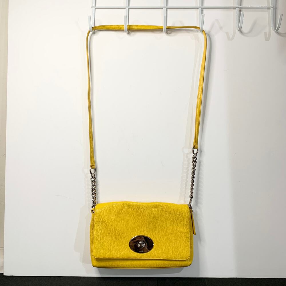 Coach Purse Small Crosstown Crossbody Bag in Yellow With Chain Detail & Turnlock